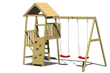 Tour en bois pour enfants avec 2 balançoires Julie IV