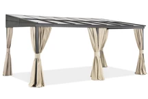 Auvent de terrasse en aluminium 3 x 5 m Tarragone avec rideaux Garden Point beige