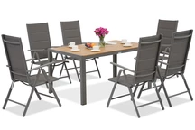 Ensemble de jardin Verona Wood aluminium pour 6 personnes Garden Point gris