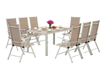 Ensemble de jardin en aluminium Polywood Verona pour 8 personnes Garden Point beige