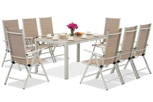Ensemble de jardin en aluminium Polywood Verona pour 8 personnes Garden Point beige