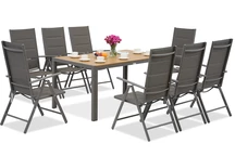 Ensemble de jardin en aluminium Verona Wood pour 8 personnes Garden Point gris