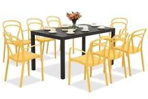 Ensemble de meubles de jardin King/Vague anthracite orange pour 8 personnes Bica