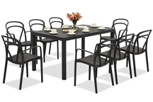 Ensemble de meubles de jardin King/Vague anthracite pour 8 personnes Bica