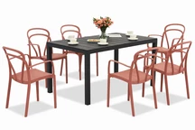 Ensemble de meubles de jardin King/Vague rouge anthracite pour 6 personnes Bica