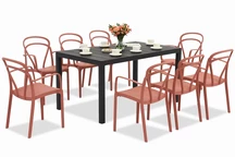 Ensemble de meubles de jardin King/Vague rouge anthracite pour 8 personnes Bica