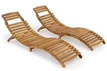 Jeu de deux chaises longues en bois Liberia Garden Point