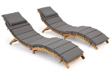 Jeu de deux chaises longues en bois avec coussins Liberia Garden Point