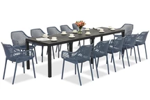 King Double/Aria bleu anthracite salon de jardin pour 12 personnes Bica