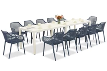 King Double/Aria salon de jardin blanc et bleu pour 12 personnes Bica