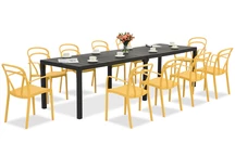 King Double/Vague anthracite orange salon de jardin pour 10 personnes Bica
