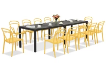 King Double/Vague anthracite orange salon de jardin pour 12 personnes Bica