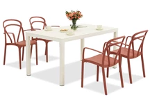 King/Vague ensemble de jardin blanc et rouge pour 4 personnes Bica
