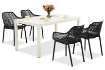 King/Aria ensemble de jardin blanc et anthracite pour 4 personnes Bica