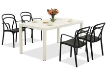 Salon de jardin King/Vague blanc et anthracite pour 4 personnes Bica