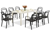 Salon de jardin King/Vague blanc et anthracite pour 8 personnes Bica
