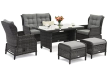 Malaga Apetito 4 set technorattan anthracite avec poufs Garden Point