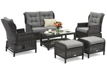 Malaga Coffee 4 set technorattan anthracite avec poufs Garden Point