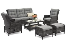 Malaga Coffee 5 set technorattan anthracite avec poufs Garden Point