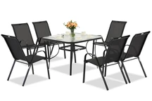 Table de jardin noire Modena pour 6 personnes avec table carrée Garden Point