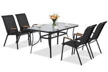 Meuble de jardin en métal Modena/Bitonto pour 4 personnes avec petite table Garden Point noir