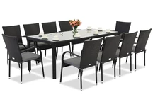 Meuble de jardin en technorattan Milan pour 10 personnes avec grande table Garden Point noir