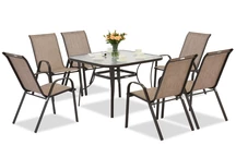 Modena brown garden table furniture for 6 with Garden Point square table