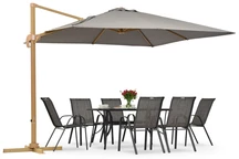 Parapluie de jardin Siena 3x3m en bois avec housse grise Garden Point