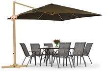 Parapluie de jardin Siena 3x3m en bois avec housse marron Garden Point