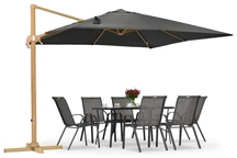 Parapluie de jardin Siena 3x3m en bois avec toile anthracite Garden Point