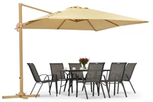 Parapluie de jardin Siena 3x3m en bois avec toile beige Garden Point