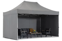 Pavillon de jardin Manta anthracite avec rideaux Garden Point