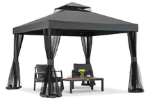 Pavillon de jardin anthracite avec moustiquaire Valencia 3x3 m Garden Point
