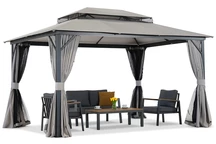 Pavillon de jardin avec moustiquaire et rideaux Murcia 3x4 anthracite Garden Point