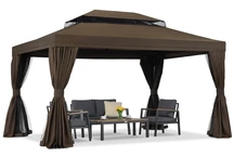 Pavillon de jardin avec moustiquaire et rideaux Valencia 3x4 brown Garden Point