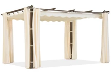 Pergola de terrasse Barbade 3x4 m avec rideaux Garden Point beige-bois