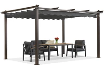 Pergola de terrasse Barbade 3x4 m avec rideaux Garden Point bois-anthracite