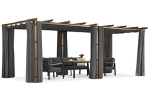 Pergola de terrasse Barbade 3x6 m avec rideaux Garden Point bois-anthracite