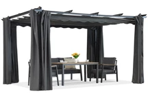 Pergola de terrasse Barbados 3x3 m avec rideaux Garden Point beige anthracite (1)