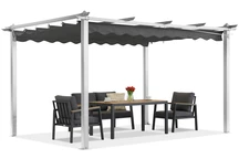Pergola de terrasse Barbados 3x4 m Garden Point blanc-anthracite