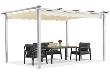 Pergola de terrasse Barbados 3x4 m Garden Point blanc et beige
