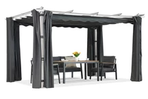 Pergola de terrasse Barbados 3x4 m avec rideaux Garden Point blanc-anthracite