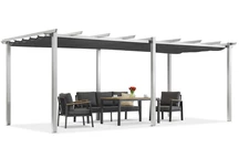 Pergola de terrasse Barbados 3x6 m Garden Point blanc-anthracite