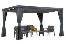 Pergola de terrasse avec rideaux Alicante 3x4 anthracite Garden Point