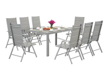 Polywood Verona aluminium garden set pour 8 personnes Garden Point light grey