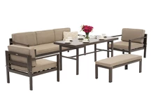 Porto Apetito 5 meubles de jardin avec banc marron Garden Point