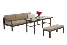 Porto Apetito Comfort 3 salon de jardin avec banc marron Garden Point