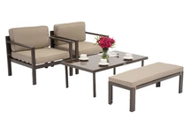 Porto Ensemble de meubles de terrasse avec banc bronze Garden Point