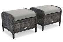 Pouf Technorattan pour Malaga anthracite Garden Point set - 2 pièces