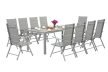 Salon de jardin Garden Point en aluminium gris clair avec grande table Polywood Verona pour 10 personnes